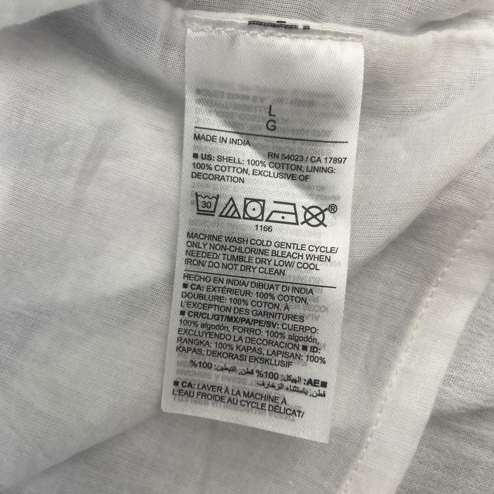 Old Navy Babydoll Dress Womens Large White Prairie Peasant Cottagecore Boho Chic - Picture 7 of 12